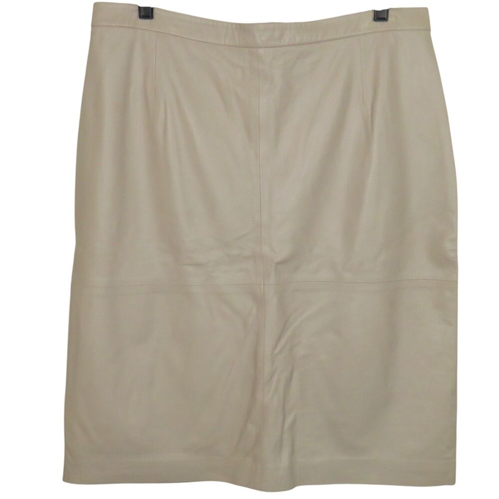 PURE Collection Soft Nappa Leather Pencil Skirt In Taupe Size 12